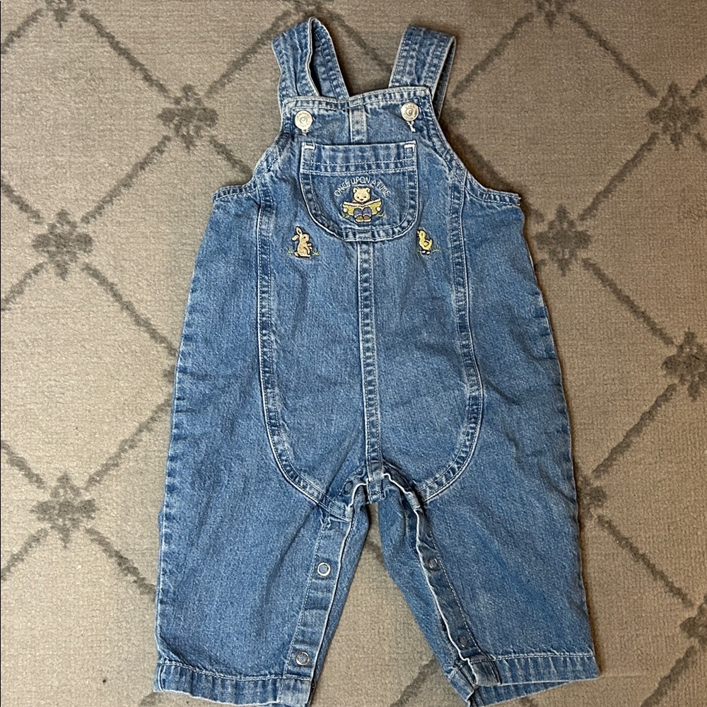 Vintage Carter's Classic Blue Denim Once Upon A Time Infant Overalls